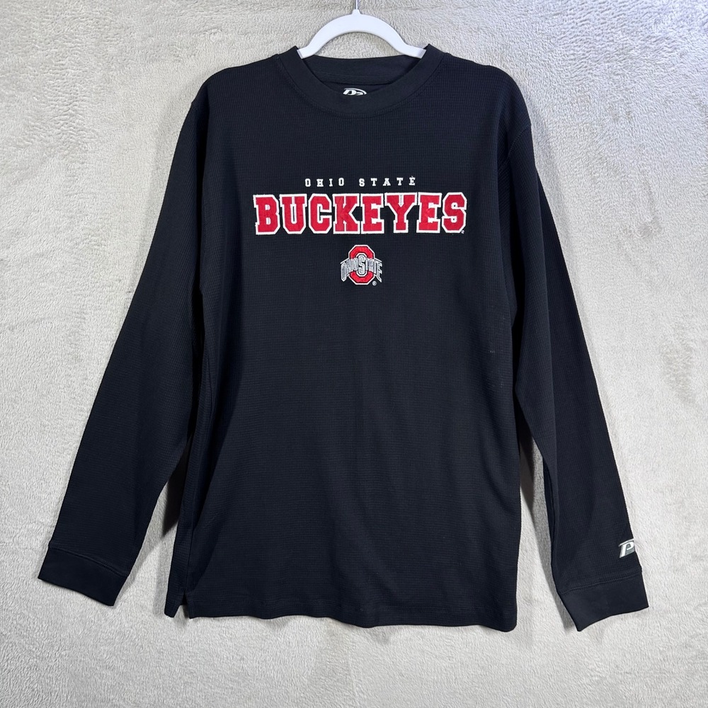 Pro Player Ohio State Buckeyes Men's M Black Waffle Knit Thermal Shirt
